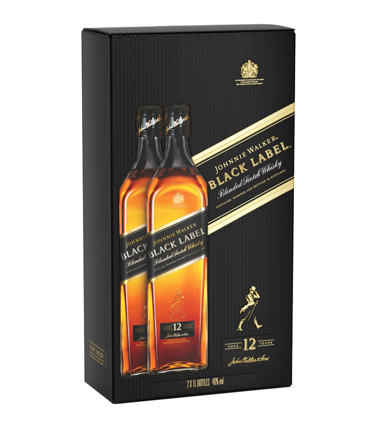Johnnie Walker Black Label 12 Year Old Blended Scotch Whisky Twin