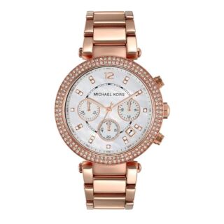 MICHAEL KORS PARKER ANALOG WHITE DIAL GOLD BAND WOMEN'S STAINLESS STEEL WATCH - MK5491 1PC