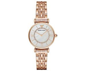 EMPORIO ARMANI STAINLESS STEEL ANALOG OFF - WHITE DIAL WOMEN WATCH, ROSE GOLD BAND  - AR1909 1PC