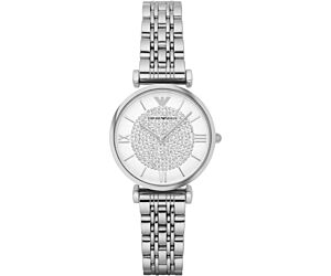 EMPORIO ARMANI STAINLESS STEEL ANALOG WHITE DIAL WOMEN WATCH, SILVER BAND  - AR1925 1PC
